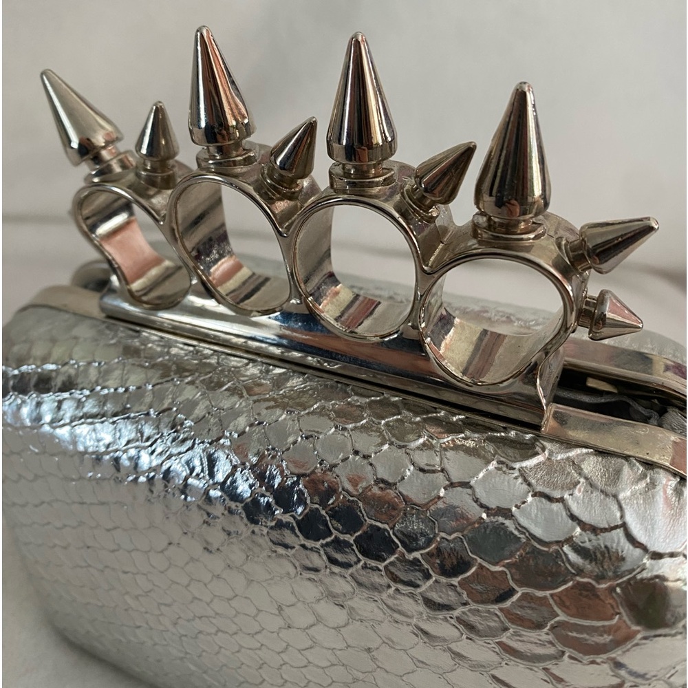 Silver Python Knuckle Clutch - image 4